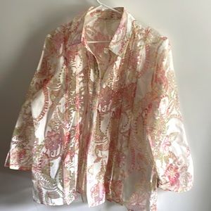 Delicate sheer long sleeve button down top.